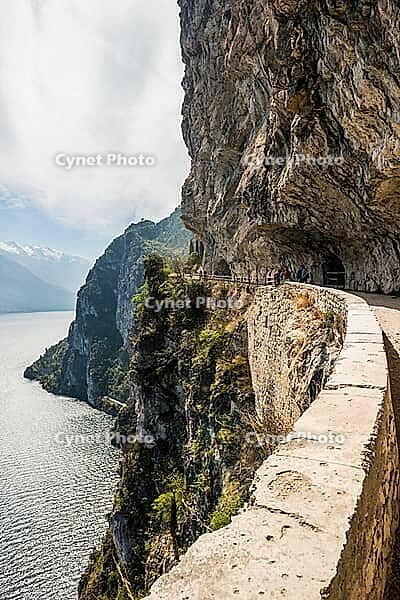 Cycle path and hiking trail, Via Ponale, Riva del Garda, Lake Garda, Trento, Trentino-Alto Adige, Italy [IBR124629526]
