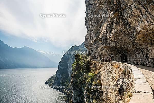 Cycle path and hiking trail, Via Ponale, Riva del Garda, Lake Garda, Trento, Trentino-Alto Adige, Italy [IBR124629527]