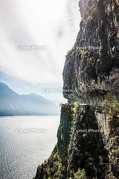 Cycle path and hiking trail, Via Ponale, Riva del Garda, Lake Garda, Trento, Trentino-Alto Adige, Italy [IBR124629528]