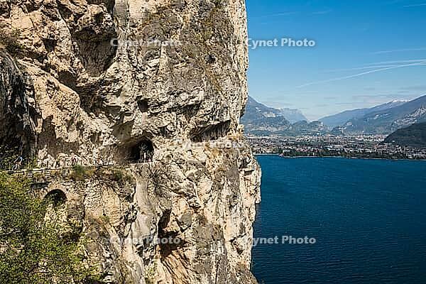 Cycle path and hiking trail, Via Ponale, Riva del Garda, Lake Garda, Trento, Trentino-Alto Adige, Italy [IBR124629529]