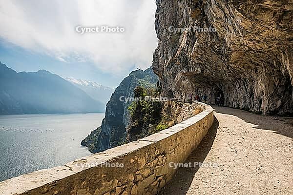 Cycle path and hiking trail, Via Ponale, Riva del Garda, Lake Garda, Trento, Trentino-Alto Adige, Italy [IBR124629531]