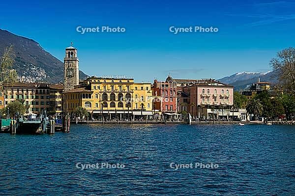 Picturesque village with colorful houses on the lake, Riva del Garda, Lake Garda, Trento, Trentino-Alto Adige, Italy [IBR124629533]