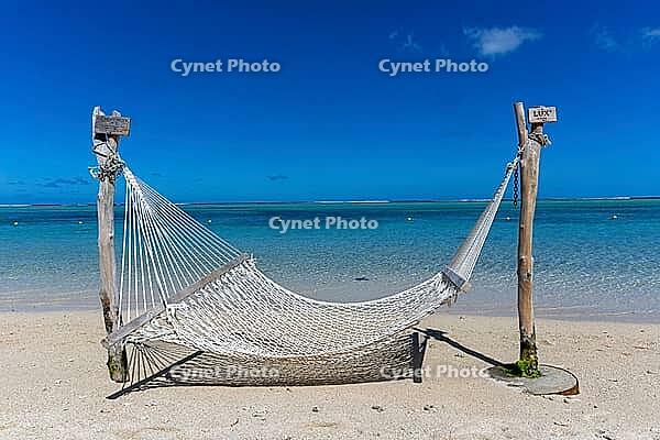 Hammock, cloud, sky, sea, sandy beach, nature, Le Morne, Mauritius [IBR124631272]