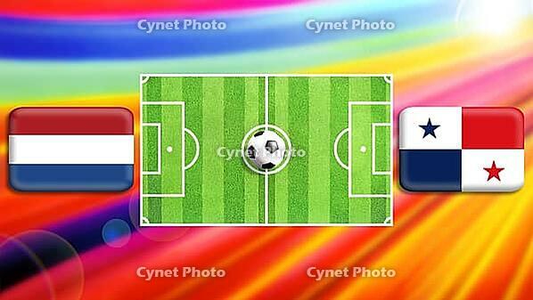 A vibrant football matchup graphic featuring a central green pitch with a ball, flanked by Netherlands and Panama flags. The radiant multicolor background enhances motion, rivalry, and the spirit of global football competition. created using generative AI [IBR124641985]