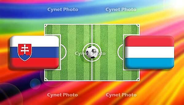 Slovakia and Luxembourg flags face off across a vivid football pitch with a centered ball, capturing a dynamic international match moment set against a bright, colorful backdrop, created using generative AI tools, AI generated [IBR124642053]