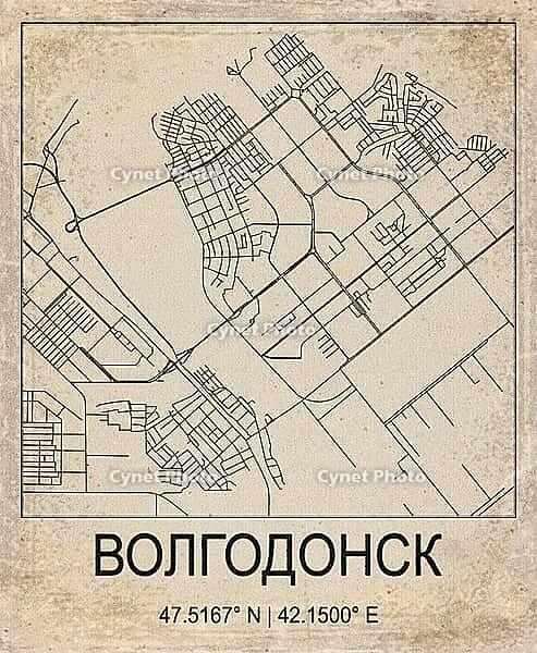 Volgodonsk Russia Retro Minimalist City Map Poster[IBR124683603]の写真 ...