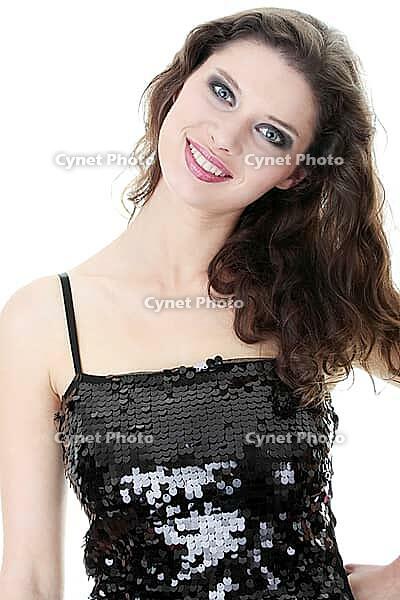 Catwalk fashion model isolated on a white background [IBR124692670]