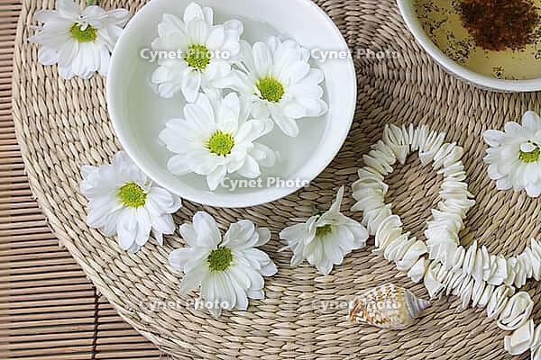 Spa design with herb and daisy [IBR124692673]