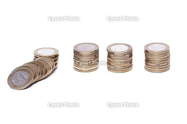 Heap of coins on a white background [IBR124724855]
