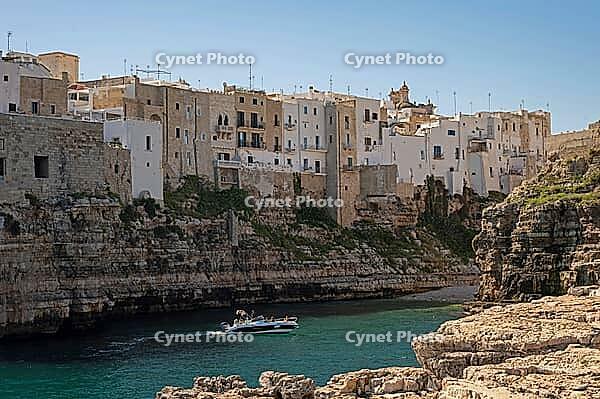 Polignano a Mare in Puglia, Italy, view of the old town and the Adriatic Sea, the Adriatic Sea, Volare [IBR124748881]