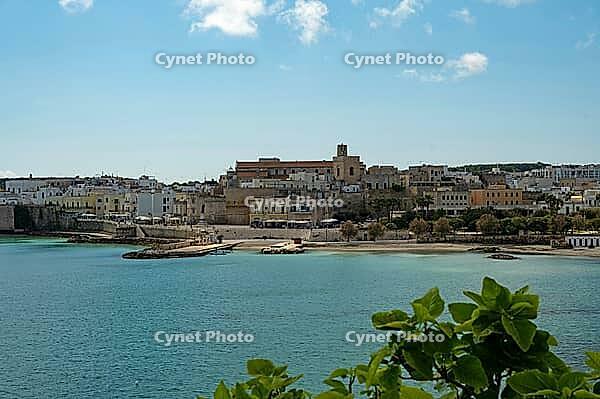 Port of Otranto in Puglia, Italy, view of the old town with cathedral, turquoise water, Adriatic sea [IBR124748885]
