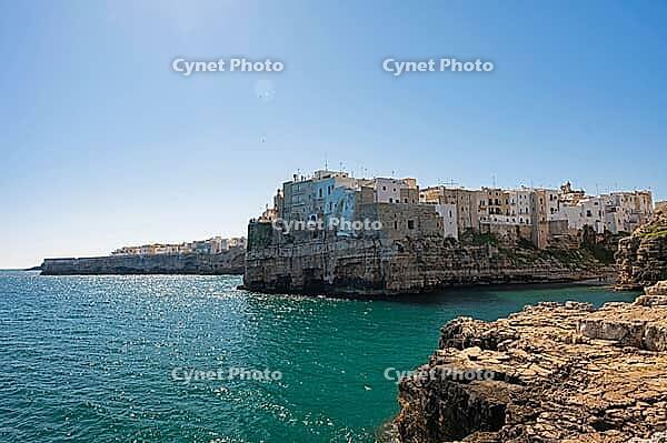 Polignano a Mare in Puglia, Italy, view of the old town and the Adriatic Sea, the Adriatic Sea, Volare [IBR124748886]