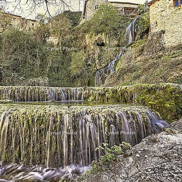 Orbaneja del Castillo Waterfall, Point of Geological Interest, Orbaneja del Castillo, Medieval Village, Comarca del Páramo, Valley of Sedano, Burgos, Castilla y León, Spain [IBR124794761]