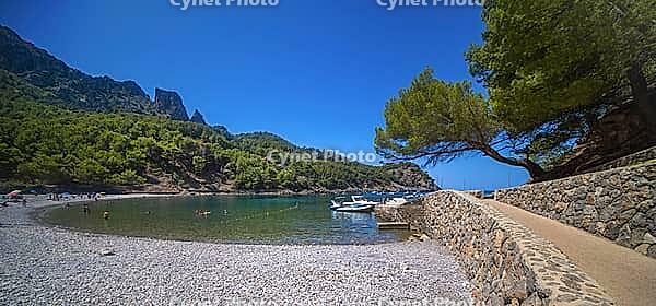 Cala Tuent, Escorca, Mediterranean Sea, Paraje Natural de la Sierra de Tramuntana, UNESCO World Heritage Site, Mallorca, Islas Baleares, Spain [IBR124794799]