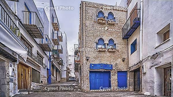 Traditional Architecture, Street Scene, Peñíscola, The Most Beautiful Villages in Spain, Costa de Azahar, Bajo Maestrazgo, Castellón, Comunidad Valenciana, Spain [IBR124794817]