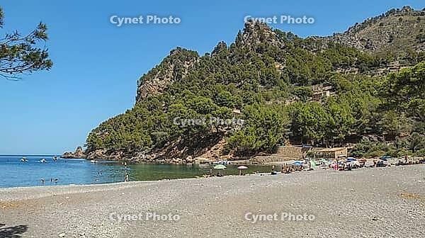 Cala Tuent, Escorca, Mediterranean Sea, Paraje Natural de la Sierra de Tramuntana, UNESCO World Heritage Site, Mallorca, Islas Baleares, Spain [IBR124794841]