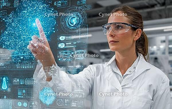 Symbolic photo, use of technology and artificial intelligence in medicine and research, for diagnosis, analysis, treatment, technology innovation, generative AI, AI generated [IBR124891310]