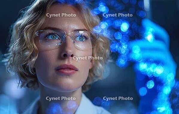 Symbolic photo, use of technology and artificial intelligence in medicine and research, for diagnosis, analysis, treatment, technology innovation, generative AI, AI generated [IBR124891312]