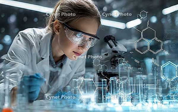 Symbolic photo, use of technology and artificial intelligence in medicine and research, for diagnosis, analysis, treatment, technology innovation, generative AI, AI generated [IBR124891314]