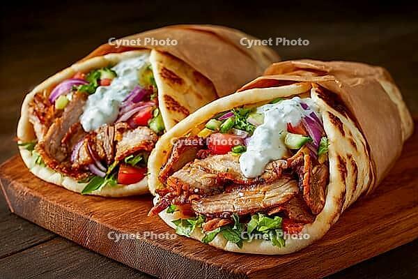 Traditional Greek Gyro Pita, Generative AI, AI Generated [IBR124891325]