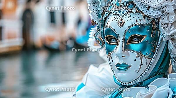 Mysteriously masked woman at carnival in Venice, Italy, Generative AI, AI generated [IBR124891362]