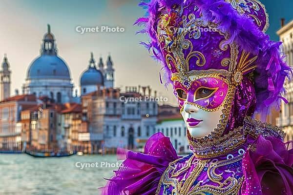 Mysteriously masked woman at carnival in Venice, Italy, Generative AI, AI generated [IBR124891366]