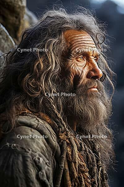 Stone Age Man, Stone Age Man in Nature, Generative AI, AI Generated [IBR124891373]