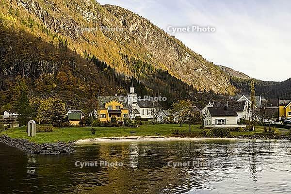 Norway Modalen, Mo church on Mostraumenfjord [IBR124897426]