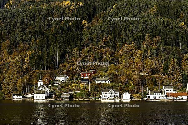 Norway Vikanes, Vike church on Mostraumenfjord [IBR124897441]