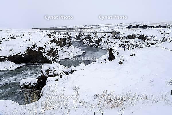 Iceland Akureyri, Geitafoss Waterfall in Fosshall [IBR124897498]