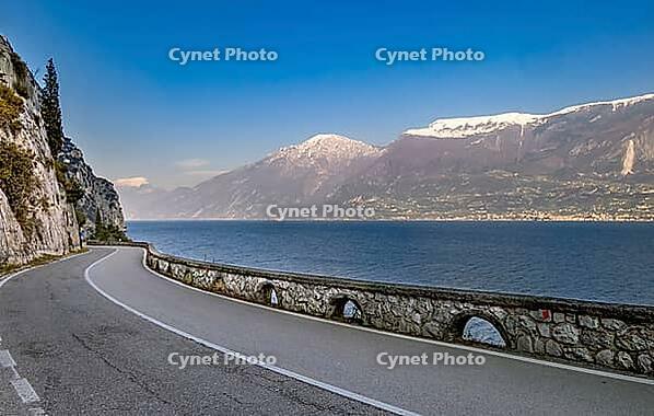 State road Gardesana Occidentale on the western steep shore of Lake Garda, Lombardy, Italy [IBR124898932]