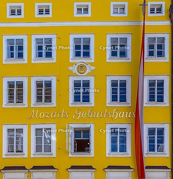Mozart birthplace in Getreidegasse, city of Salzburg, Austria [IBR124899019]