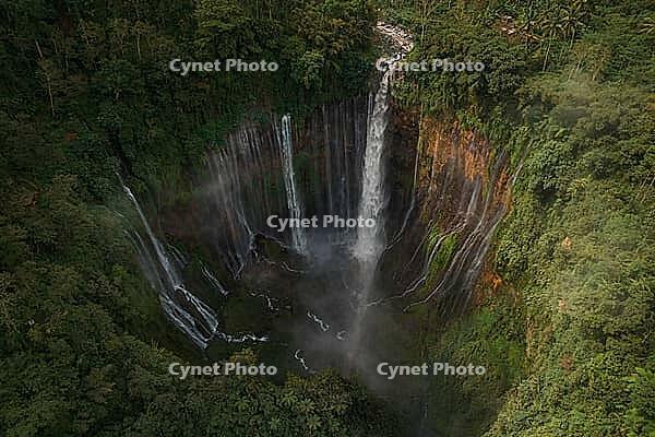 Aerial view of Tumba Sewu Waterfall, Java, Indonesia [IBR124899551]