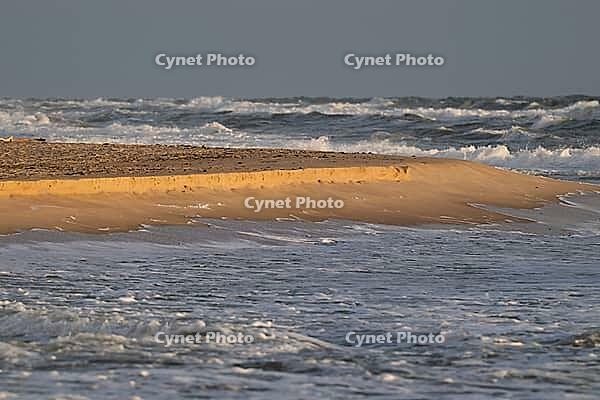 Small breakout on the beach, coming high tide, surf, Sortebærdalen Strand, Houvig, North Sea, Denmark [IBR124899882]