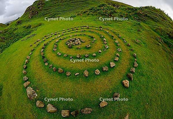 View of a fairytale hilly landscape surrounded by myths and legends about fairies taken on the Isle of Skye in summer 2018 [IBR124915231]