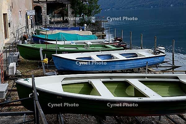 View of boats at the pier against mountains [IBR124915252]