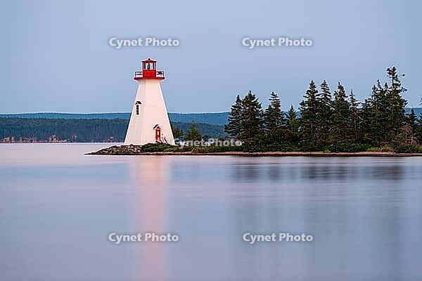 Lighthouse on an island in a lake [IBR124915314]