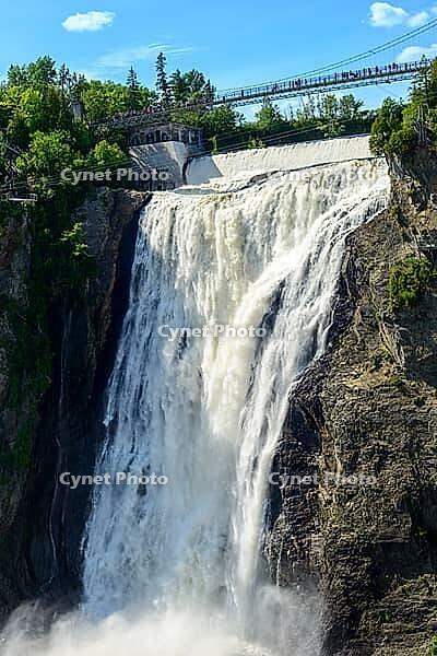 View of a bridge over a waterfall against sky [IBR124915318]