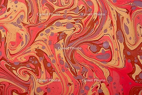 Elegant fluid ebru marbling with organic ink flows and soft color transitions for abstract backgrounds and creative projects [IBR124920182]