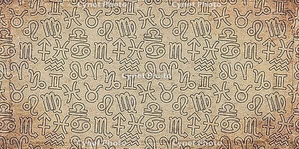 Zodiac Symbols on Vintage Old Paper [IBR124920223]