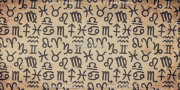 Zodiac Symbols on Vintage Old Paper [IBR124920224]