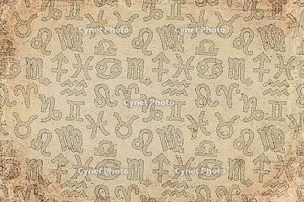 Zodiac Symbols on Vintage Old Paper [IBR124920225]