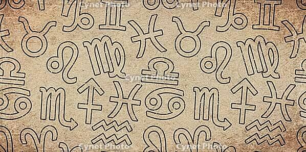 Zodiac Symbols on Vintage Old Paper [IBR124920226]