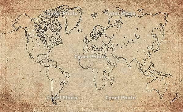 Vintage World Map on Old Paper Background [IBR124920227]