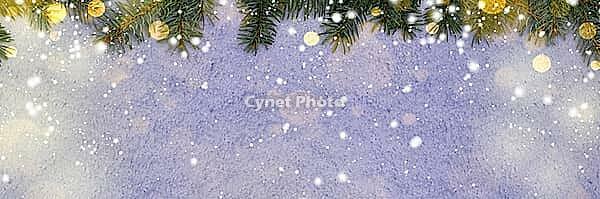 Christmas card or new year snowy glittering background with fir-tree branches [IBR124944067]