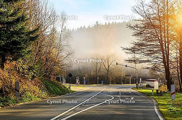 Autumn road at sunny day in Germany [IBR124944077]