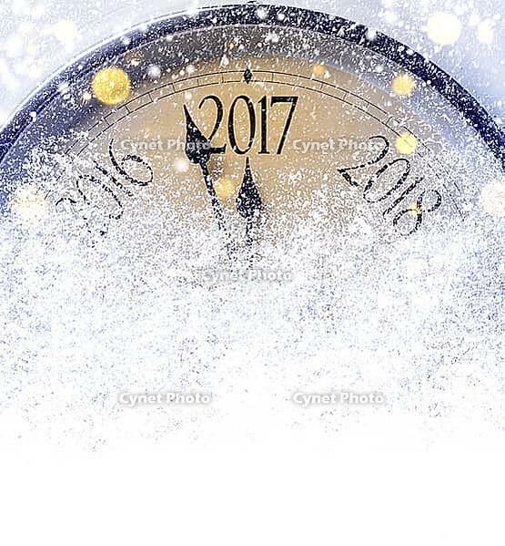 Countdown to midnight. Retro style clock counting last moments before Christmas or New Year 2017 [IBR124944078]