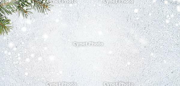 Christmas card or new year background made of glittering snowflakes with fir-tree branches [IBR124944086]