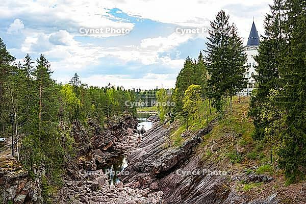 Vuoksa river and rocky canyon view in Imatra, Finland [IBR124944099]