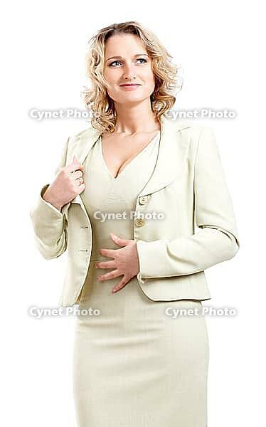 Portrait of blonde girl on the white background [IBR124968482]
